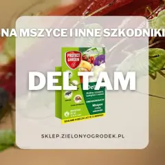 DELTAM insektycyd na mszyce i inne szkodniki. Opakowanie produktu Protect Garden z opisem działania na rośliny ozdobne, warzywa i owoce.